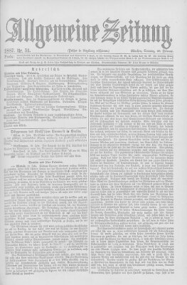 Allgemeine Zeitung Sonntag 20. Februar 1887