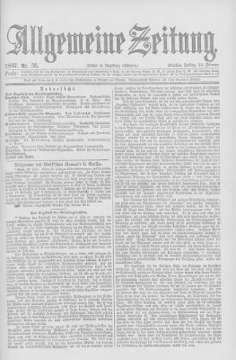 Allgemeine Zeitung Freitag 25. Februar 1887