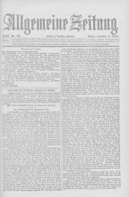 Allgemeine Zeitung Samstag 26. Februar 1887