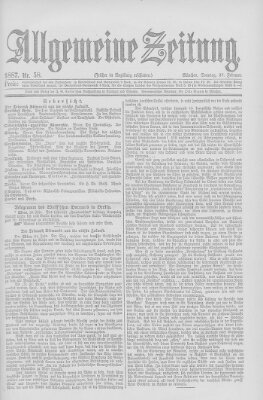 Allgemeine Zeitung Sonntag 27. Februar 1887