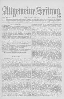 Allgemeine Zeitung Mittwoch 2. März 1887