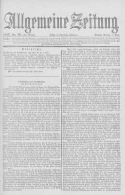 Allgemeine Zeitung Montag 7. März 1887