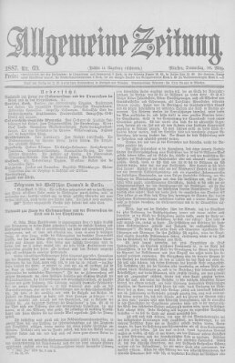 Allgemeine Zeitung Donnerstag 10. März 1887