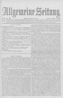 Allgemeine Zeitung Dienstag 15. März 1887