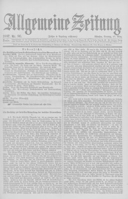 Allgemeine Zeitung Sonntag 27. März 1887