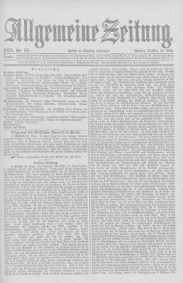 Allgemeine Zeitung Dienstag 29. März 1887