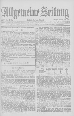 Allgemeine Zeitung Sonntag 10. April 1887