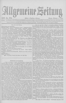 Allgemeine Zeitung Mittwoch 13. April 1887