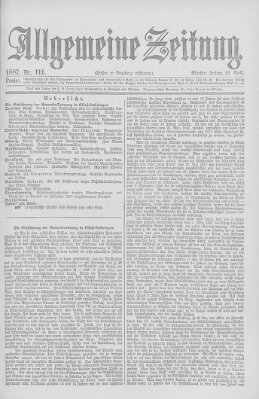 Allgemeine Zeitung Freitag 22. April 1887