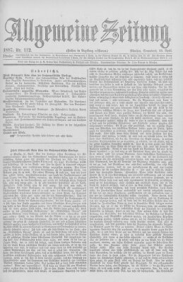 Allgemeine Zeitung Samstag 23. April 1887