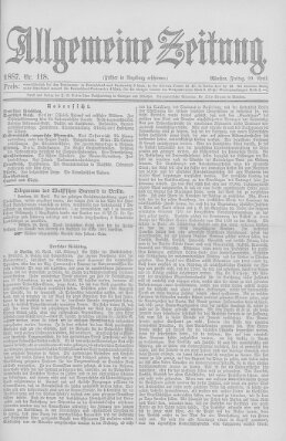 Allgemeine Zeitung Freitag 29. April 1887