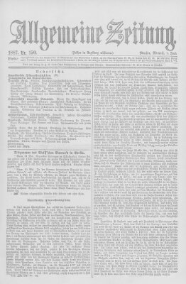 Allgemeine Zeitung Mittwoch 1. Juni 1887