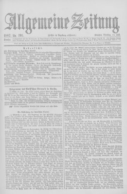 Allgemeine Zeitung Dienstag 12. Juli 1887