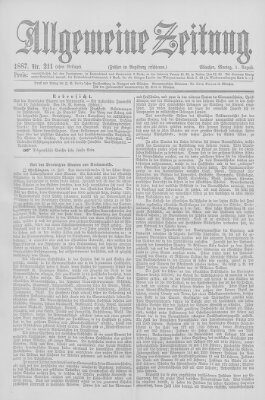 Allgemeine Zeitung Montag 1. August 1887