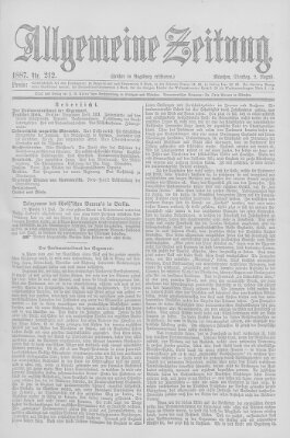 Allgemeine Zeitung Dienstag 2. August 1887