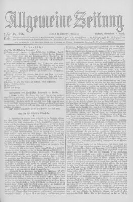 Allgemeine Zeitung Samstag 6. August 1887