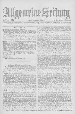 Allgemeine Zeitung Freitag 2. September 1887