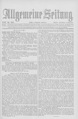 Allgemeine Zeitung Samstag 3. September 1887