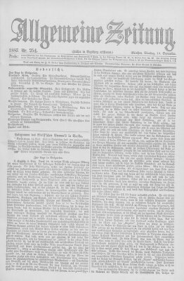 Allgemeine Zeitung Dienstag 13. September 1887