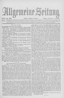 Allgemeine Zeitung Donnerstag 15. September 1887