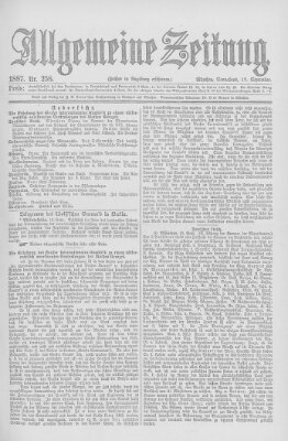 Allgemeine Zeitung Samstag 17. September 1887