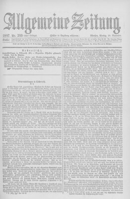 Allgemeine Zeitung Montag 19. September 1887