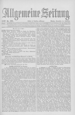 Allgemeine Zeitung Samstag 24. September 1887