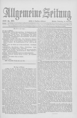 Allgemeine Zeitung Donnerstag 29. September 1887