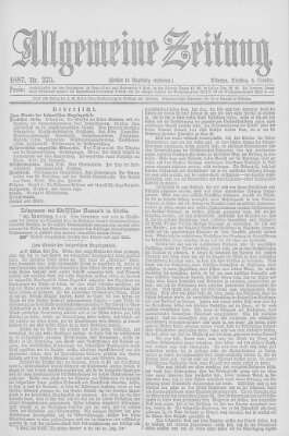 Allgemeine Zeitung Dienstag 4. Oktober 1887