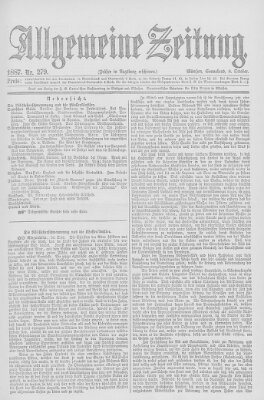 Allgemeine Zeitung Samstag 8. Oktober 1887