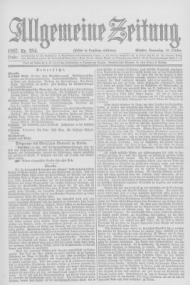 Allgemeine Zeitung Donnerstag 13. Oktober 1887