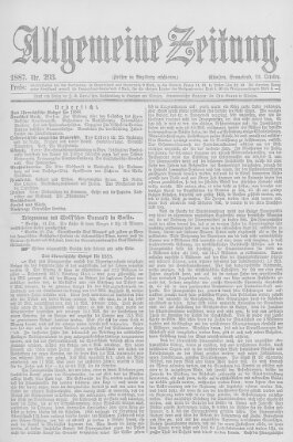 Allgemeine Zeitung Samstag 22. Oktober 1887