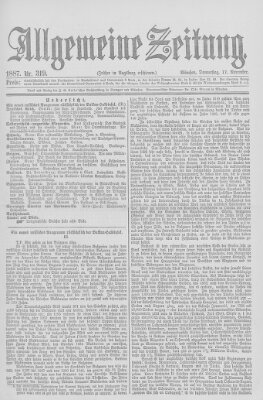 Allgemeine Zeitung Donnerstag 17. November 1887