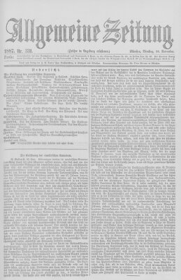 Allgemeine Zeitung Dienstag 29. November 1887