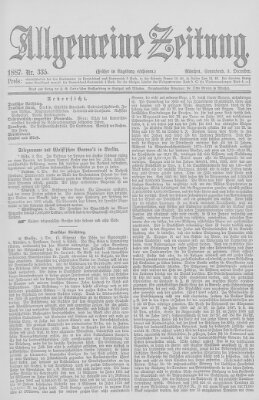 Allgemeine Zeitung Samstag 3. Dezember 1887