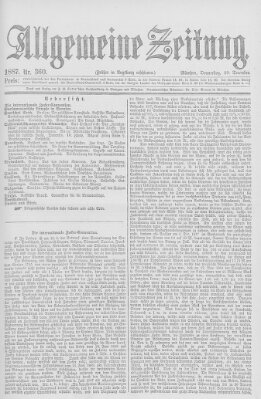 Allgemeine Zeitung Donnerstag 29. Dezember 1887