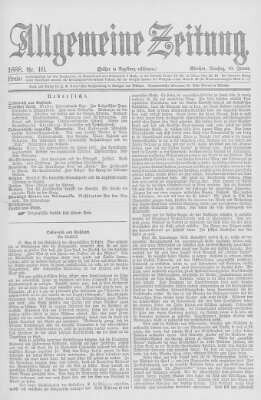 Allgemeine Zeitung Dienstag 10. Januar 1888