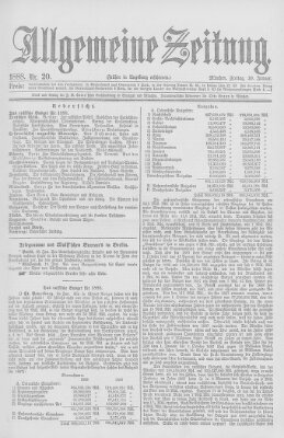 Allgemeine Zeitung Freitag 20. Januar 1888