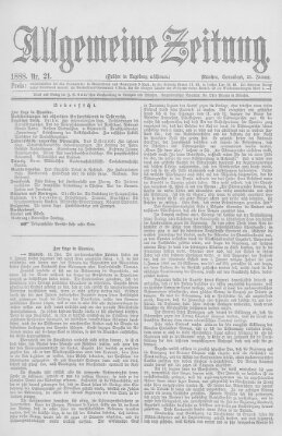 Allgemeine Zeitung Samstag 21. Januar 1888