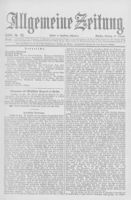 Allgemeine Zeitung Sonntag 22. Januar 1888