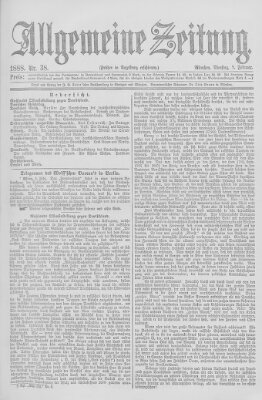 Allgemeine Zeitung Dienstag 7. Februar 1888