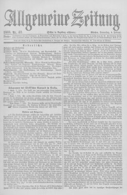 Allgemeine Zeitung Donnerstag 9. Februar 1888