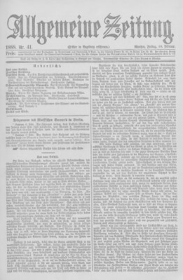 Allgemeine Zeitung Freitag 10. Februar 1888