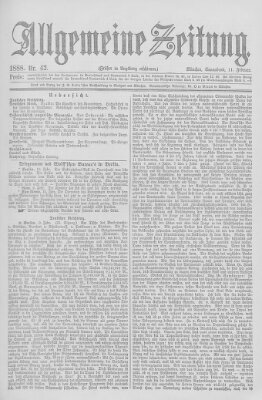 Allgemeine Zeitung Samstag 11. Februar 1888