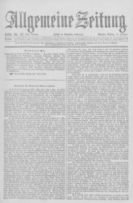 Allgemeine Zeitung Montag 13. Februar 1888