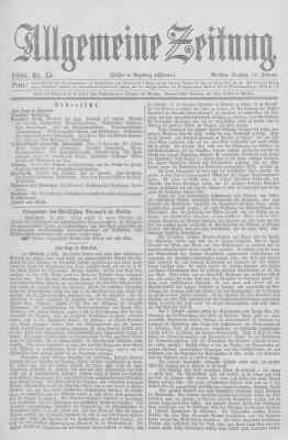 Allgemeine Zeitung Dienstag 14. Februar 1888