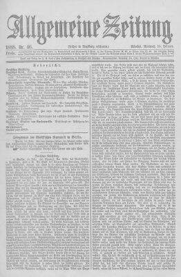 Allgemeine Zeitung Mittwoch 15. Februar 1888