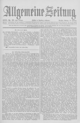 Allgemeine Zeitung Montag 27. Februar 1888