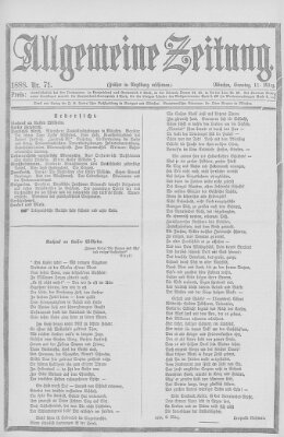 Allgemeine Zeitung Sonntag 11. März 1888