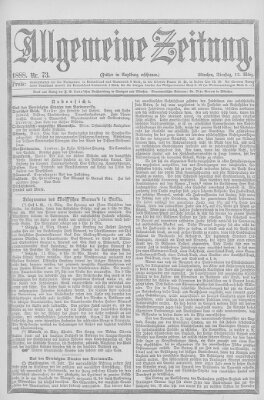 Allgemeine Zeitung Dienstag 13. März 1888